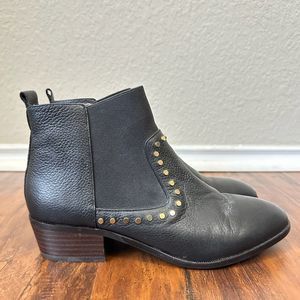 YOSI SAMRA Daryll Studded Ankle Boots Booties in Black Pebbled Leather